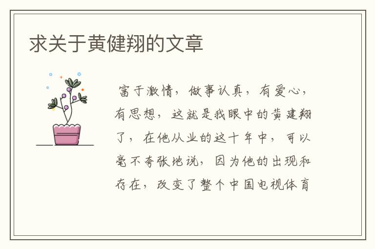 求关于黄健翔的文章