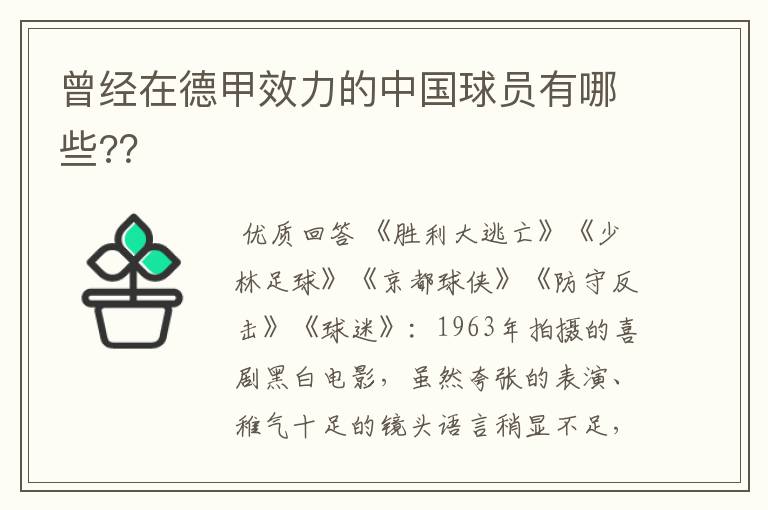 曾经在德甲效力的中国球员有哪些?？