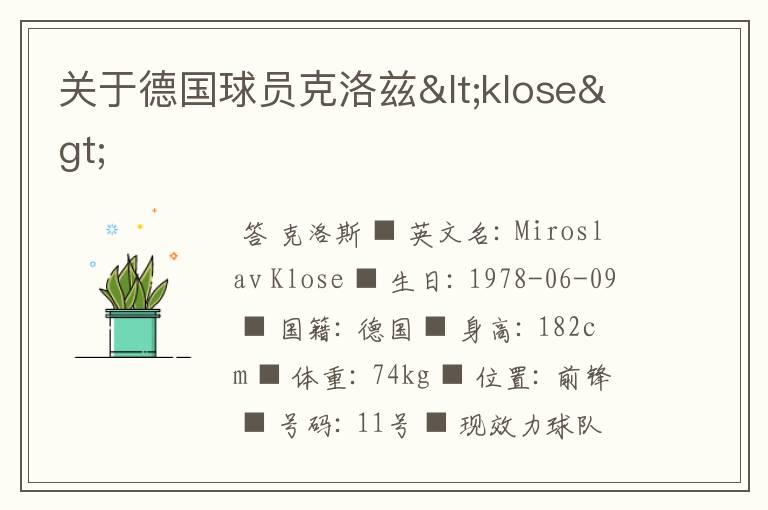 关于德国球员克洛兹<klose>