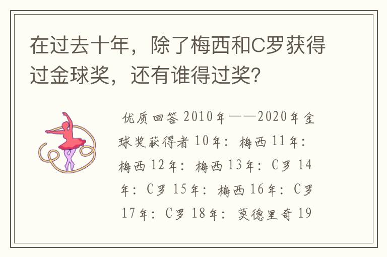 在过去十年，除了梅西和C罗获得过金球奖，还有谁得过奖？