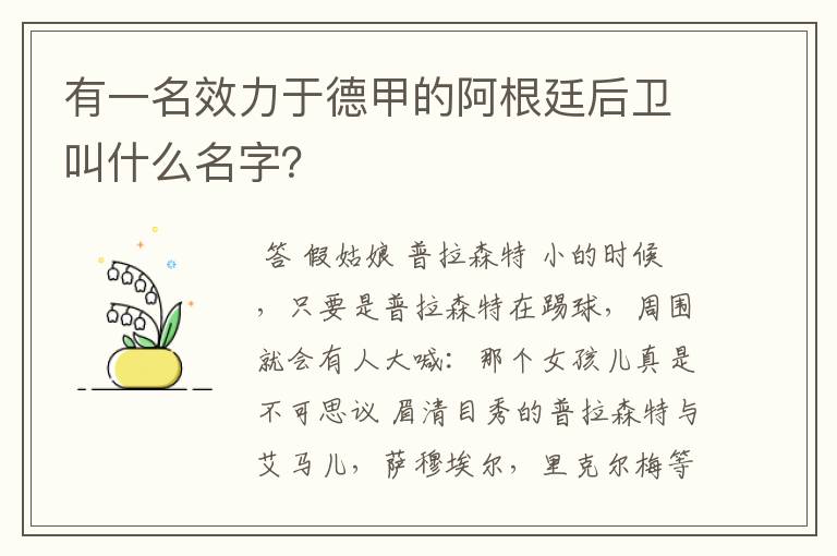 有一名效力于德甲的阿根廷后卫叫什么名字？