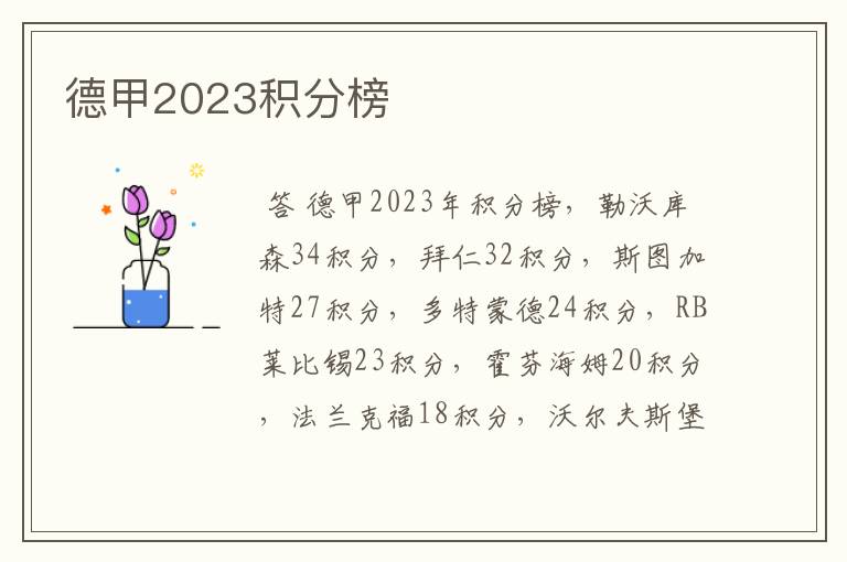 德甲2023积分榜