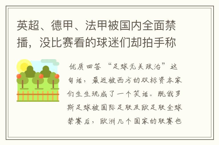 英超、德甲、法甲被国内全面禁播，没比赛看的球迷们却拍手称快