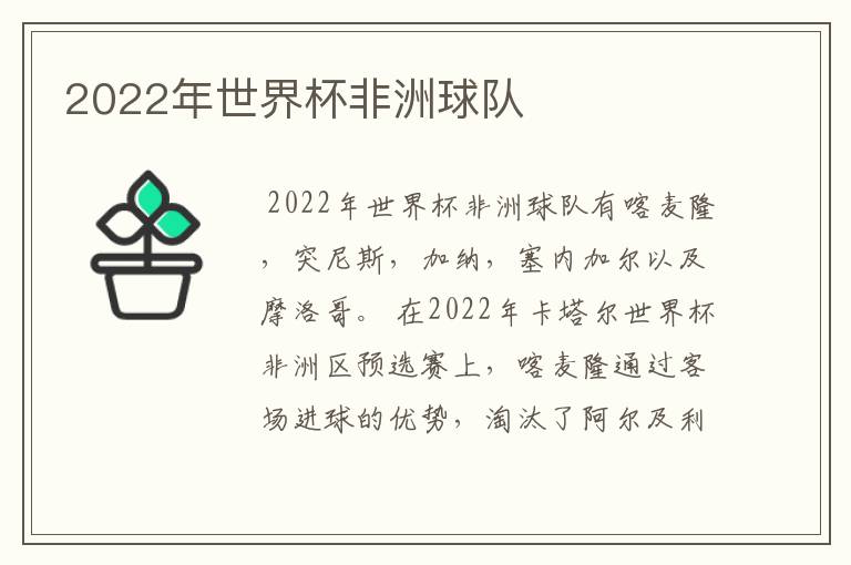 2022年世界杯非洲球队