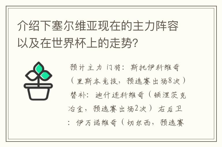 介绍下塞尔维亚现在的主力阵容以及在世界杯上的走势？