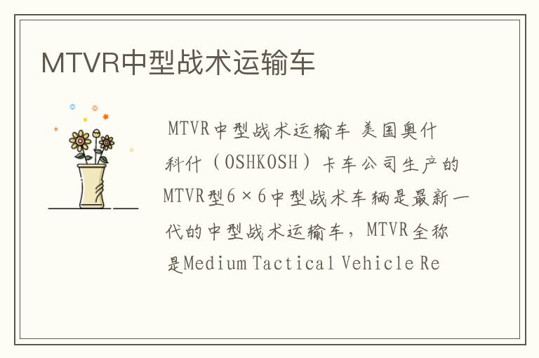 MTVR中型战术运输车