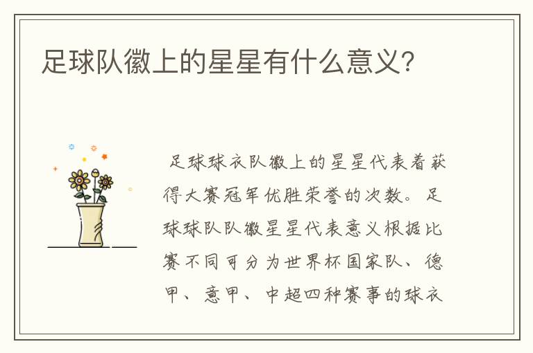 足球队徽上的星星有什么意义？