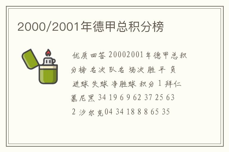 2000/2001年德甲总积分榜