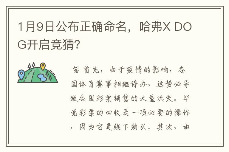 1月9日公布正确命名，哈弗X DOG开启竞猜？