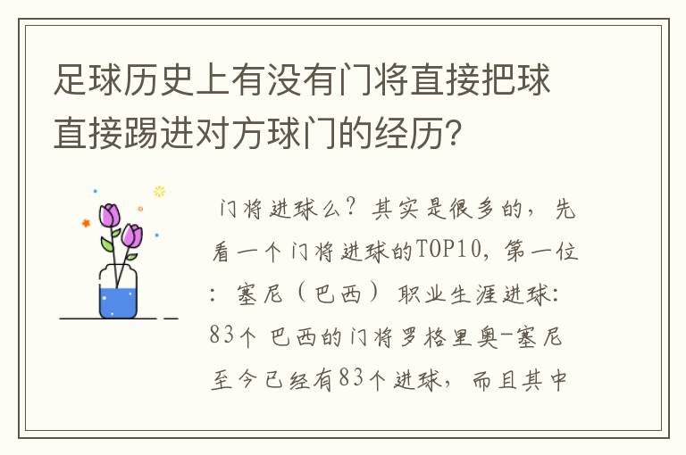 足球历史上有没有门将直接把球直接踢进对方球门的经历？