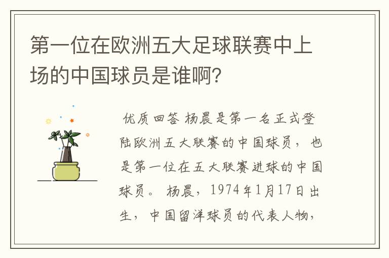 第一位在欧洲五大足球联赛中上场的中国球员是谁啊？