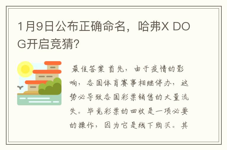 1月9日公布正确命名，哈弗X DOG开启竞猜？