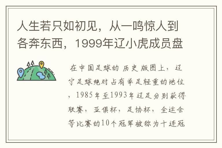 人生若只如初见，从一鸣惊人到各奔东西，1999年辽小虎成员盘点