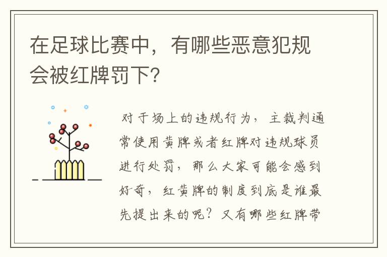 在足球比赛中，有哪些恶意犯规会被红牌罚下？