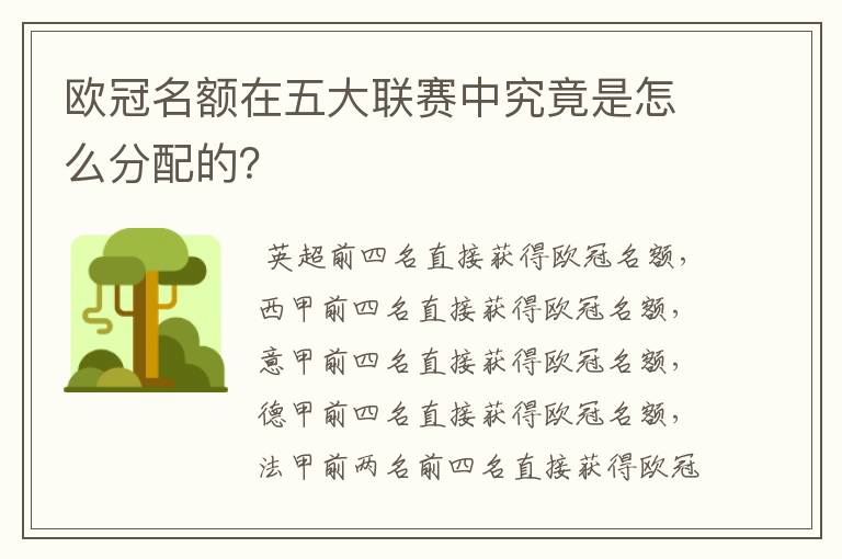 欧冠名额在五大联赛中究竟是怎么分配的？