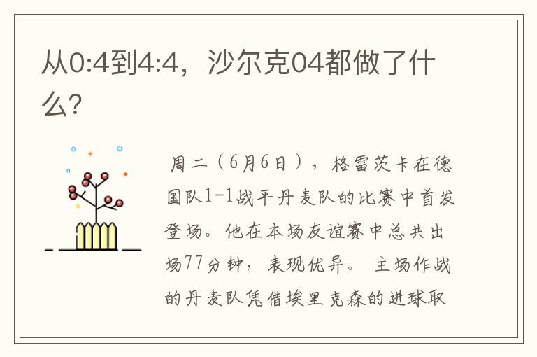 从0:4到4:4，沙尔克04都做了什么？