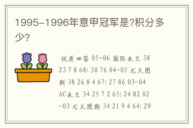 1995-1996年意甲冠军是?积分多少?