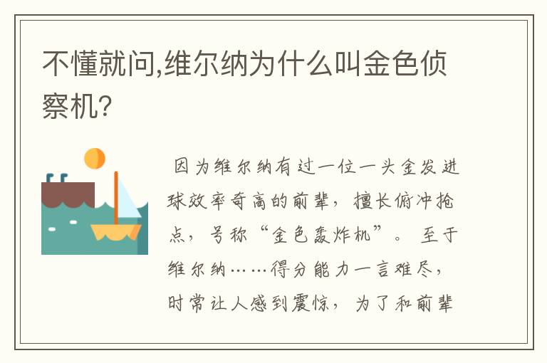 不懂就问,维尔纳为什么叫金色侦察机？