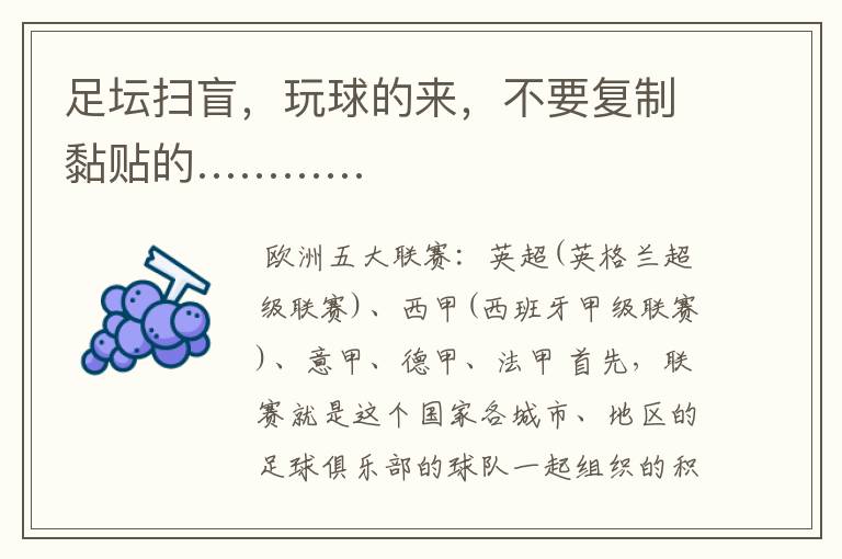 足坛扫盲，玩球的来，不要复制黏贴的…………