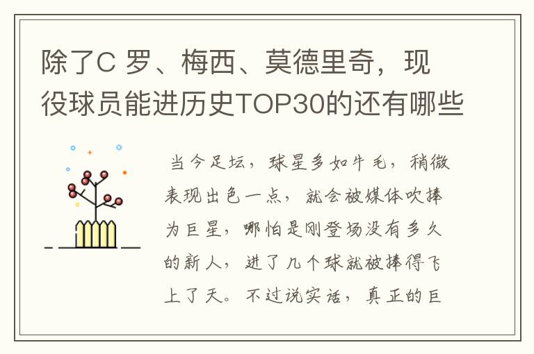 除了C 罗、梅西、莫德里奇，现役球员能进历史TOP30的还有哪些呢？