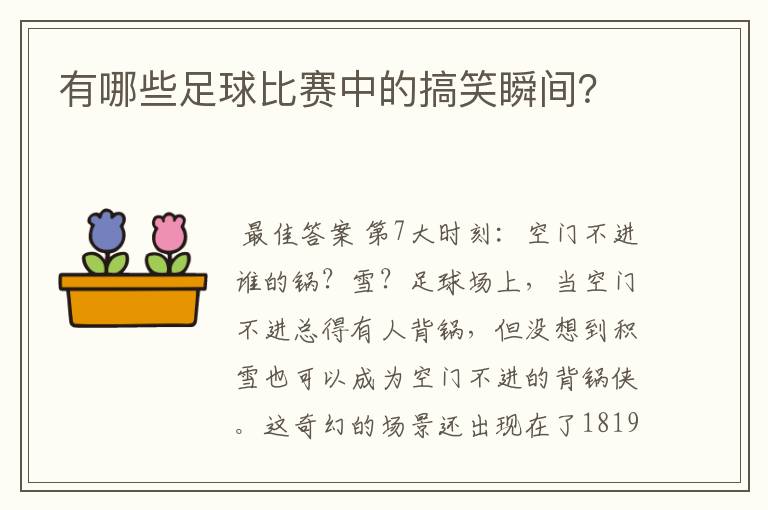 有哪些足球比赛中的搞笑瞬间？