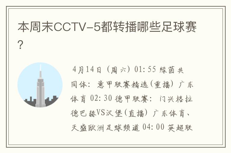 本周末CCTV-5都转播哪些足球赛？