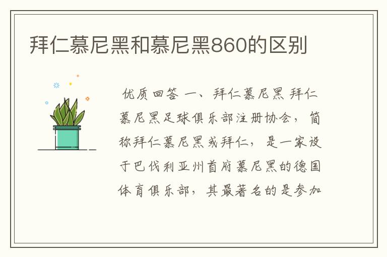 拜仁慕尼黑和慕尼黑860的区别