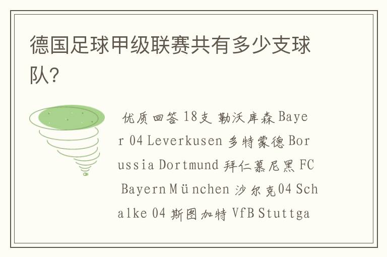 德国足球甲级联赛共有多少支球队？