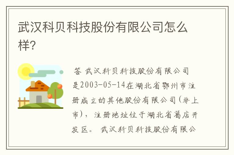 武汉科贝科技股份有限公司怎么样？