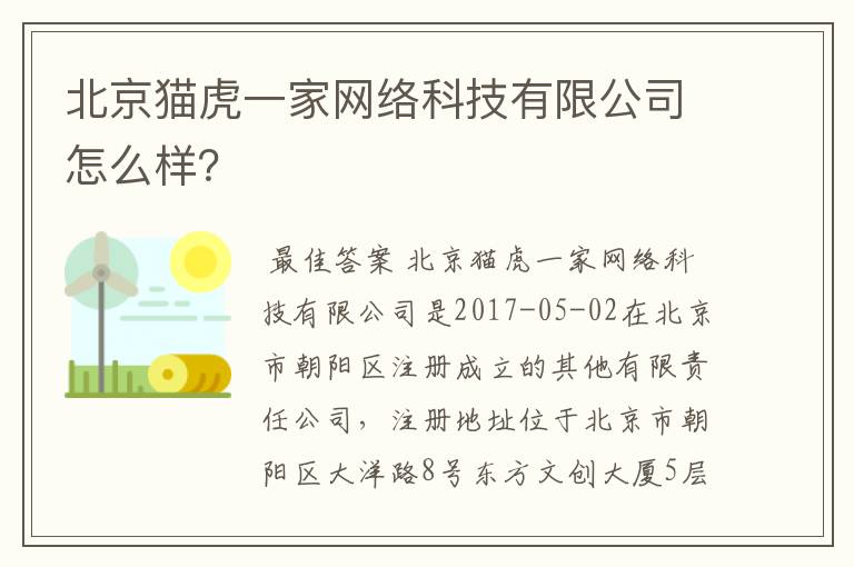 北京猫虎一家网络科技有限公司怎么样？