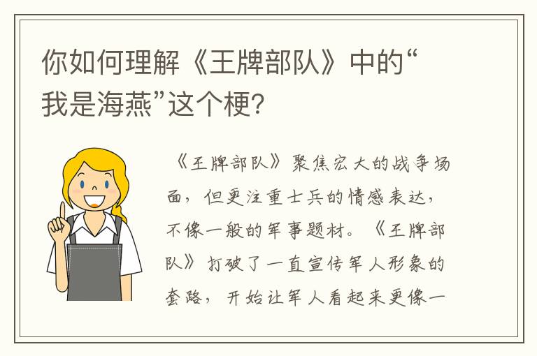 你如何理解《王牌部队》中的“我是海燕”这个梗？