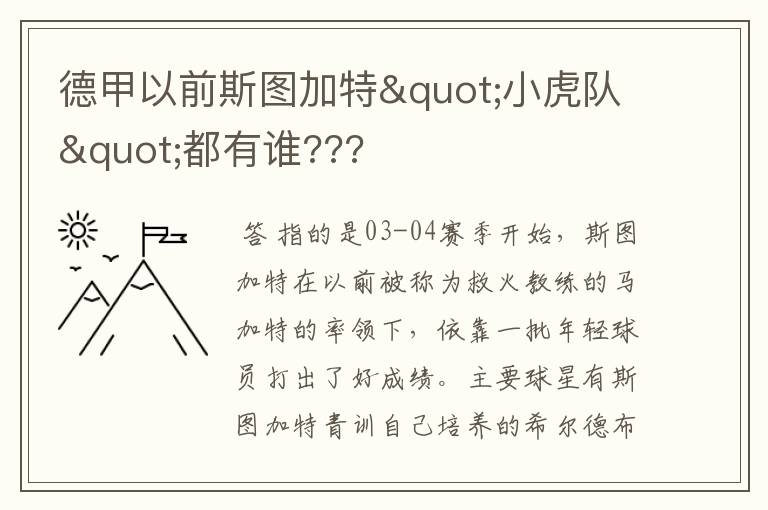 德甲以前斯图加特"小虎队"都有谁???