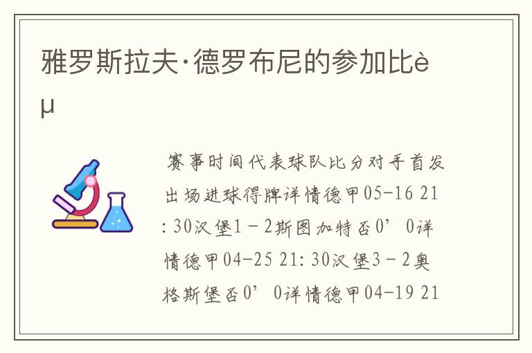 雅罗斯拉夫·德罗布尼的参加比赛