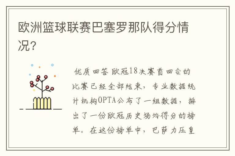 欧洲篮球联赛巴塞罗那队得分情况?