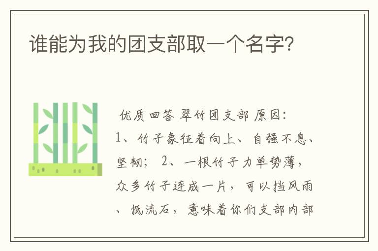 谁能为我的团支部取一个名字？