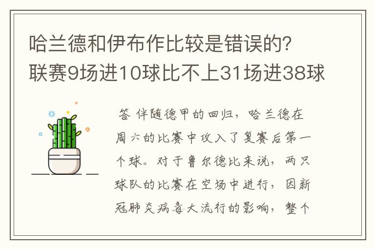 哈兰德和伊布作比较是错误的？联赛9场进10球比不上31场进38球？