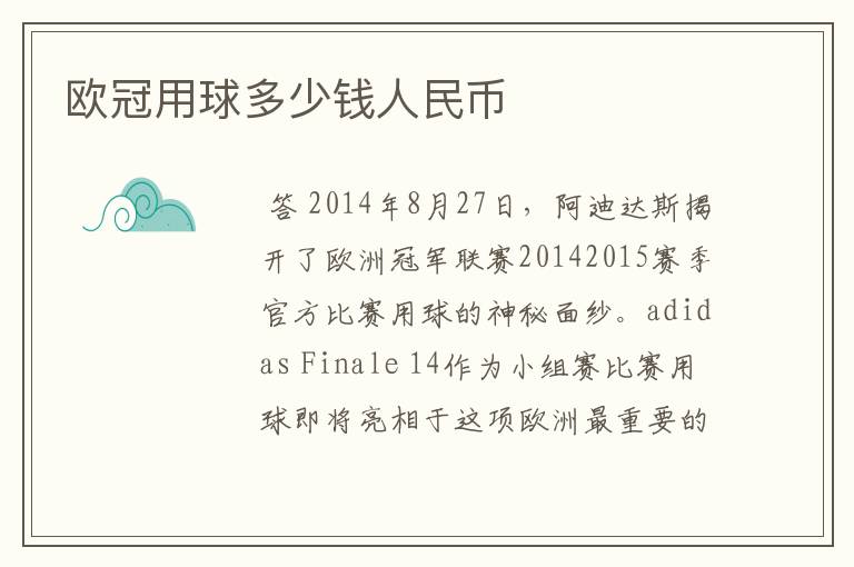 欧冠用球多少钱人民币