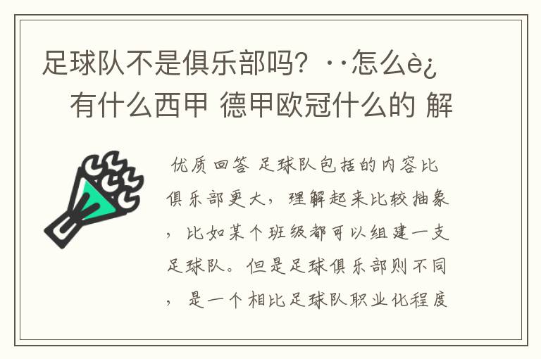 足球队不是俱乐部吗？··怎么还有什么西甲 德甲欧冠什么的 解释一下？