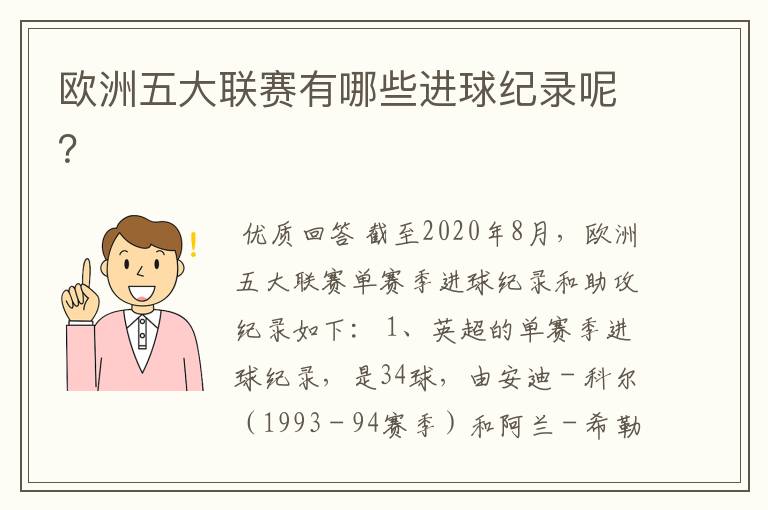 欧洲五大联赛有哪些进球纪录呢？