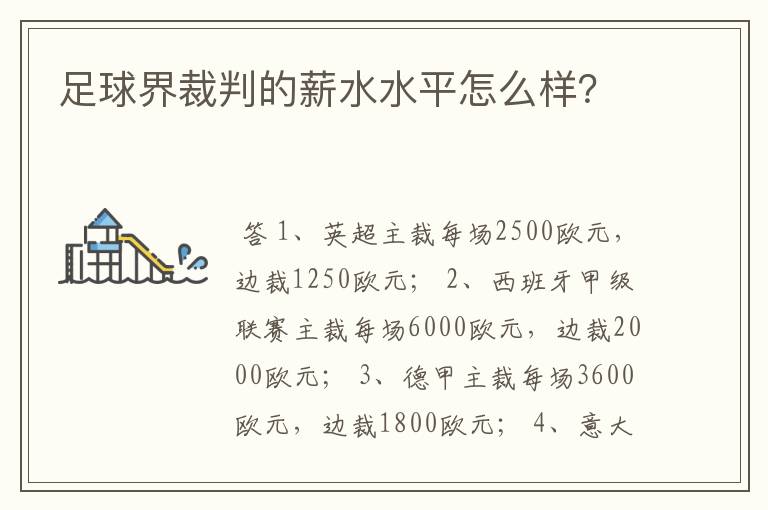 足球界裁判的薪水水平怎么样？