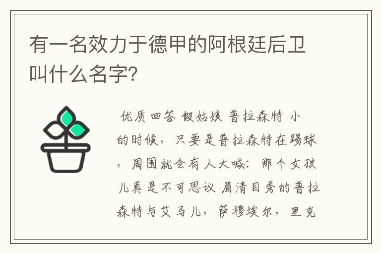 有一名效力于德甲的阿根廷后卫叫什么名字？