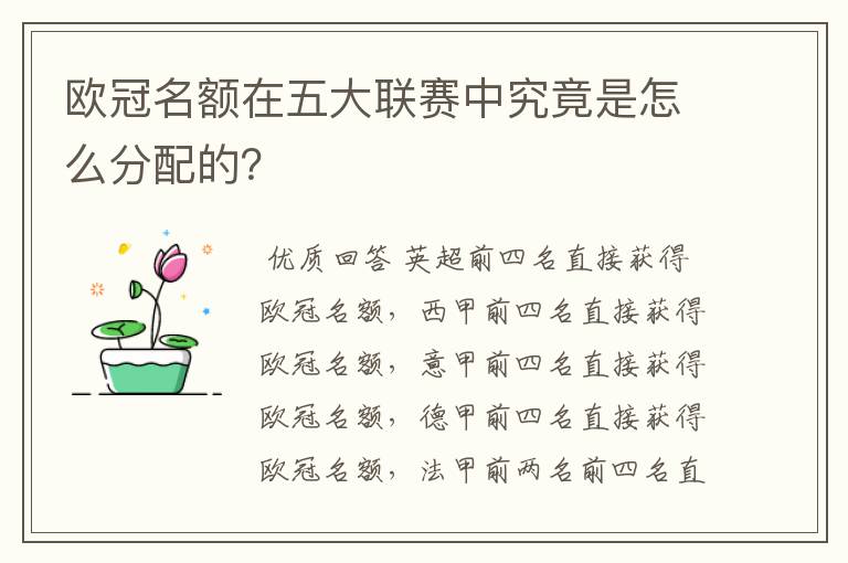 欧冠名额在五大联赛中究竟是怎么分配的？