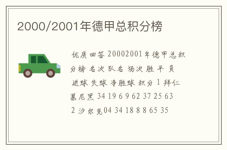 2000/2001年德甲总积分榜