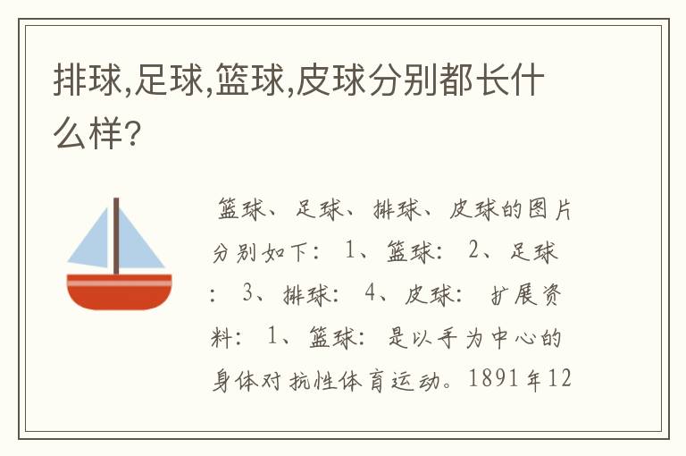 排球,足球,篮球,皮球分别都长什么样?