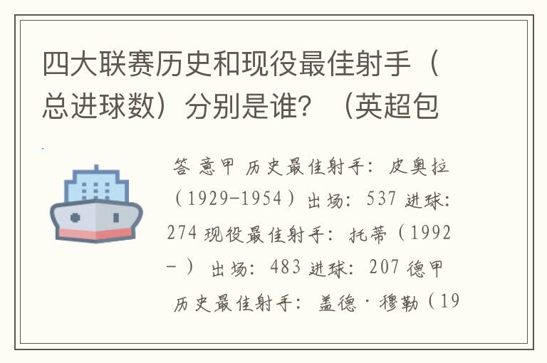 四大联赛历史和现役最佳射手（总进球数）分别是谁？（英超包括英甲）