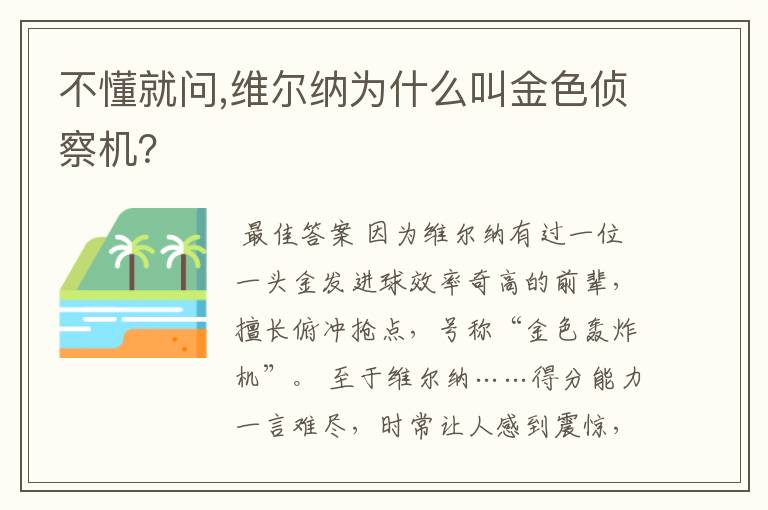 不懂就问,维尔纳为什么叫金色侦察机？