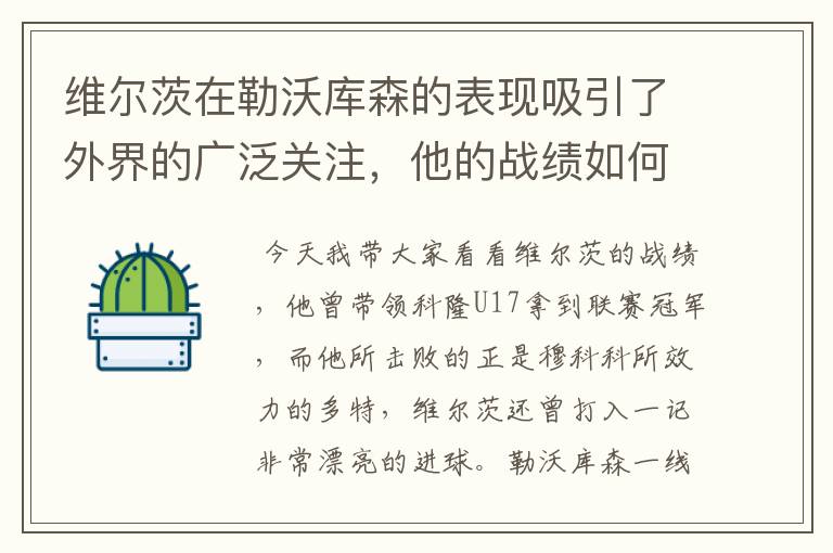 维尔茨在勒沃库森的表现吸引了外界的广泛关注，他的战绩如何？