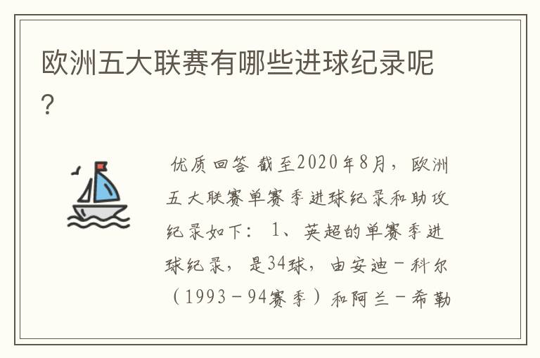 欧洲五大联赛有哪些进球纪录呢？