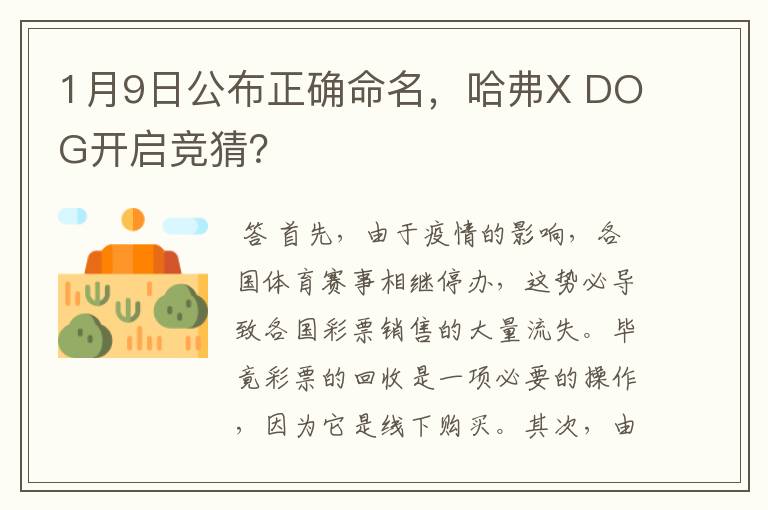 1月9日公布正确命名，哈弗X DOG开启竞猜？