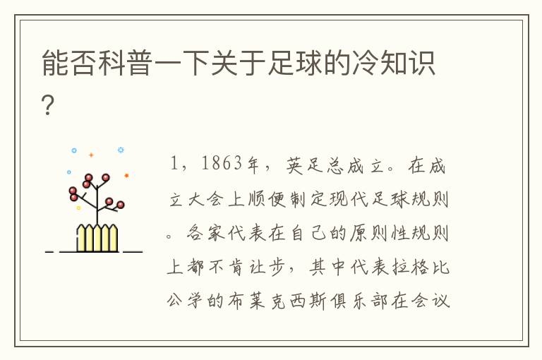 能否科普一下关于足球的冷知识？